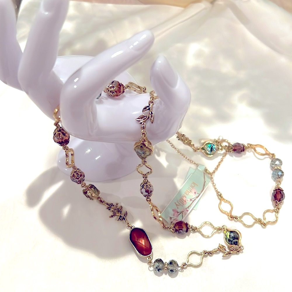 NWT Multi color LONNA & LILLY 2 in 1 Gold-Tone Stone & Bead necklace
